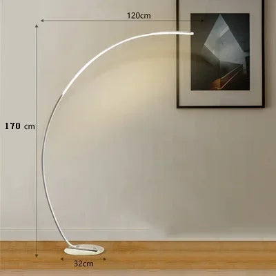 Lampadaire Led nordique moderne en forme d'arc, lumière sur pied avec télécommande à intensité variable, pour salon, chambre à coucher, canapé, étude, éclairage décoratif