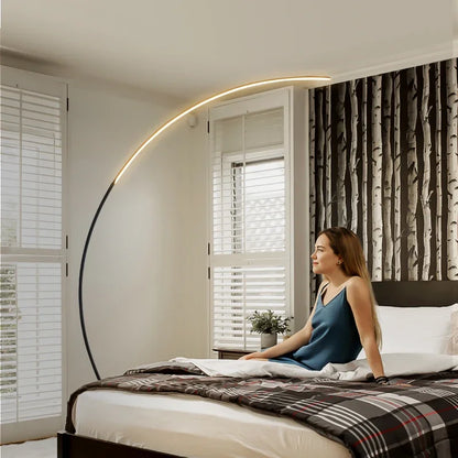 Lampadaire Led nordique moderne en forme d'arc, lumière sur pied avec télécommande à intensité variable, pour salon, chambre à coucher, canapé, étude, éclairage décoratif