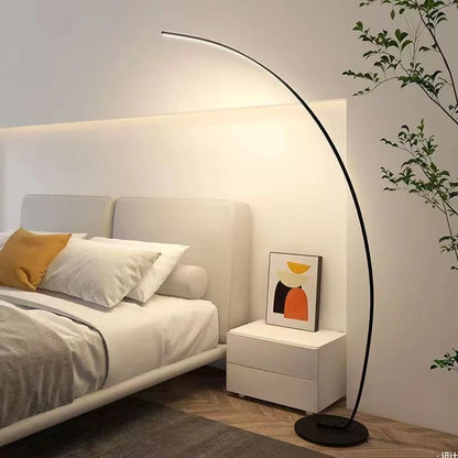 Lampadaire Led nordique moderne en forme d'arc, lumière sur pied avec télécommande à intensité variable, pour salon, chambre à coucher, canapé, étude, éclairage décoratif