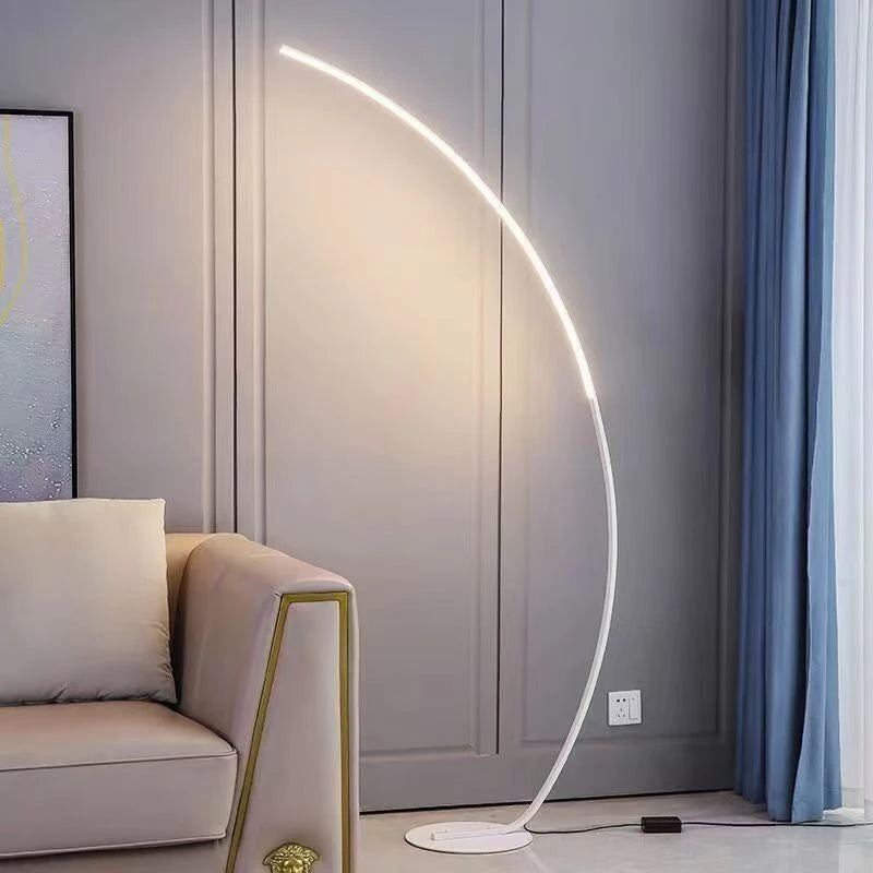 Lampadaire Led nordique moderne en forme d'arc, lumière sur pied avec télécommande à intensité variable, pour salon, chambre à coucher, canapé, étude, éclairage décoratif